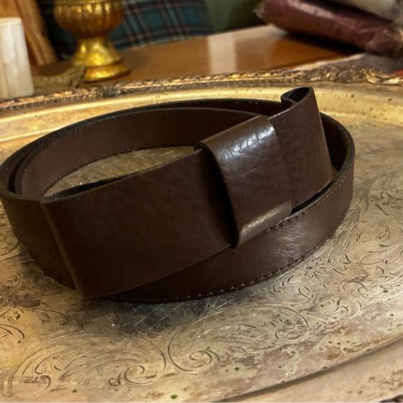 VTG Bow Front Detail Banana Republic Brown Leather Belt M - Picture 2 of 10